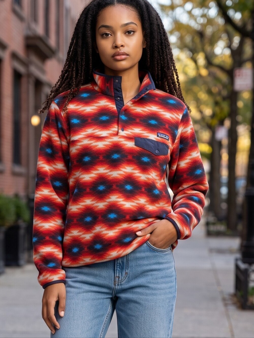 Patagonia Synchilla Snap Fleece Red Wild Desert Pullover Rare...Size Large